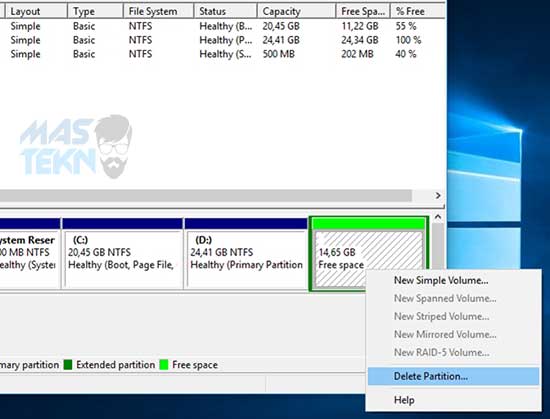 cara partisi harddisk di pc laptop untuk windows 10 13