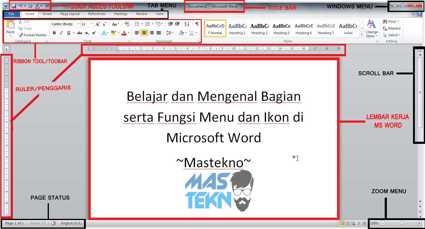 Mengenal Bagian dan Fungsi Menu Serta Ikon Microsoft Word