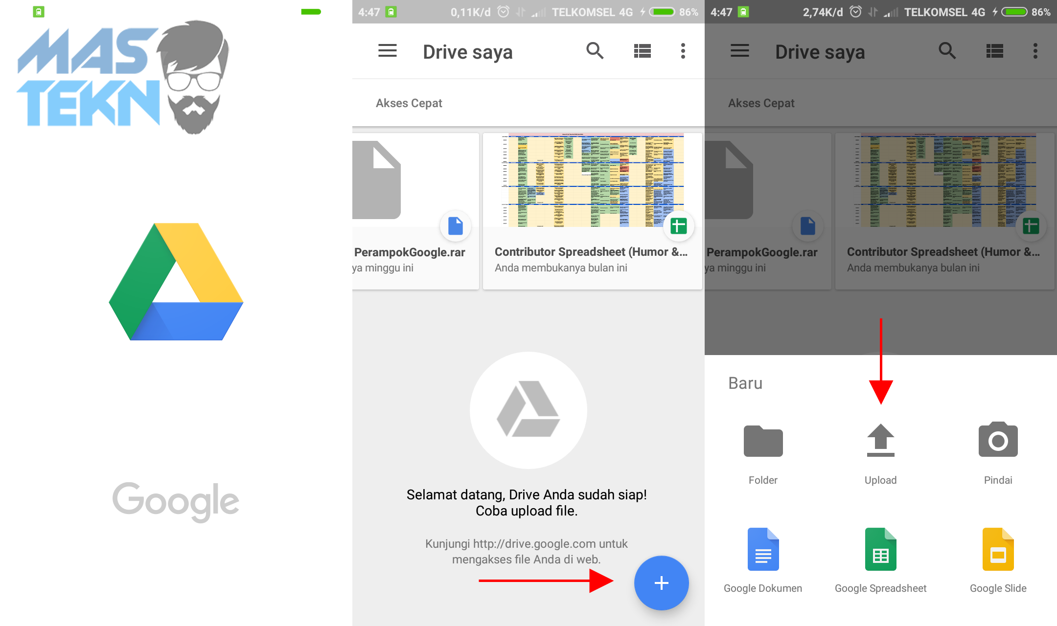 cara upload google drive di android