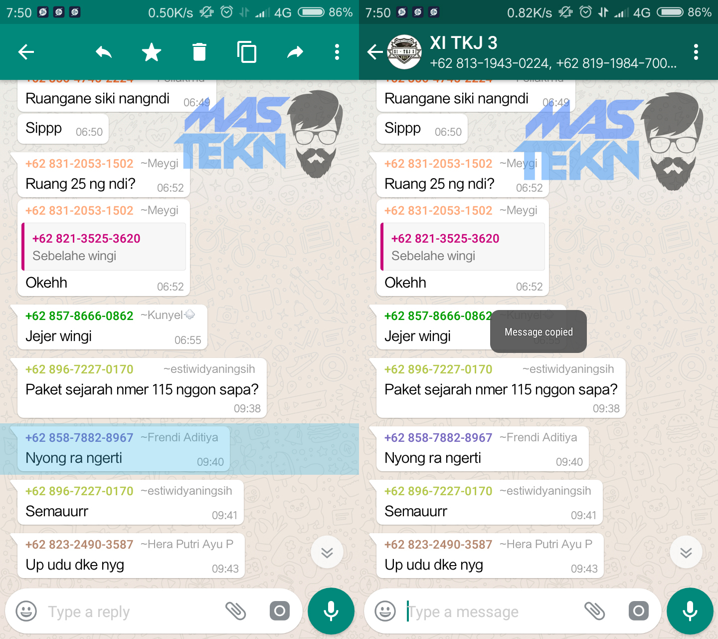 Cara copy paste pesan whatsapp orang lain ke grup 1