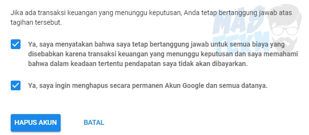 cara menghapus akun google