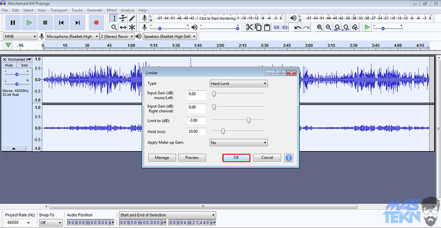 cara menghilangkan noise pada audio dengan audacity 8