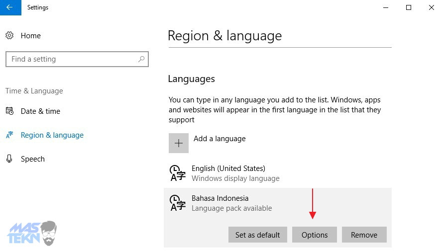 cara mengubah bahasa di windows 10