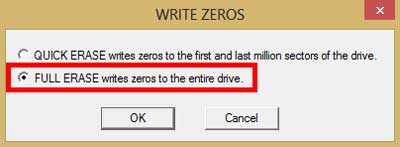 Menggunakan Write Zeros