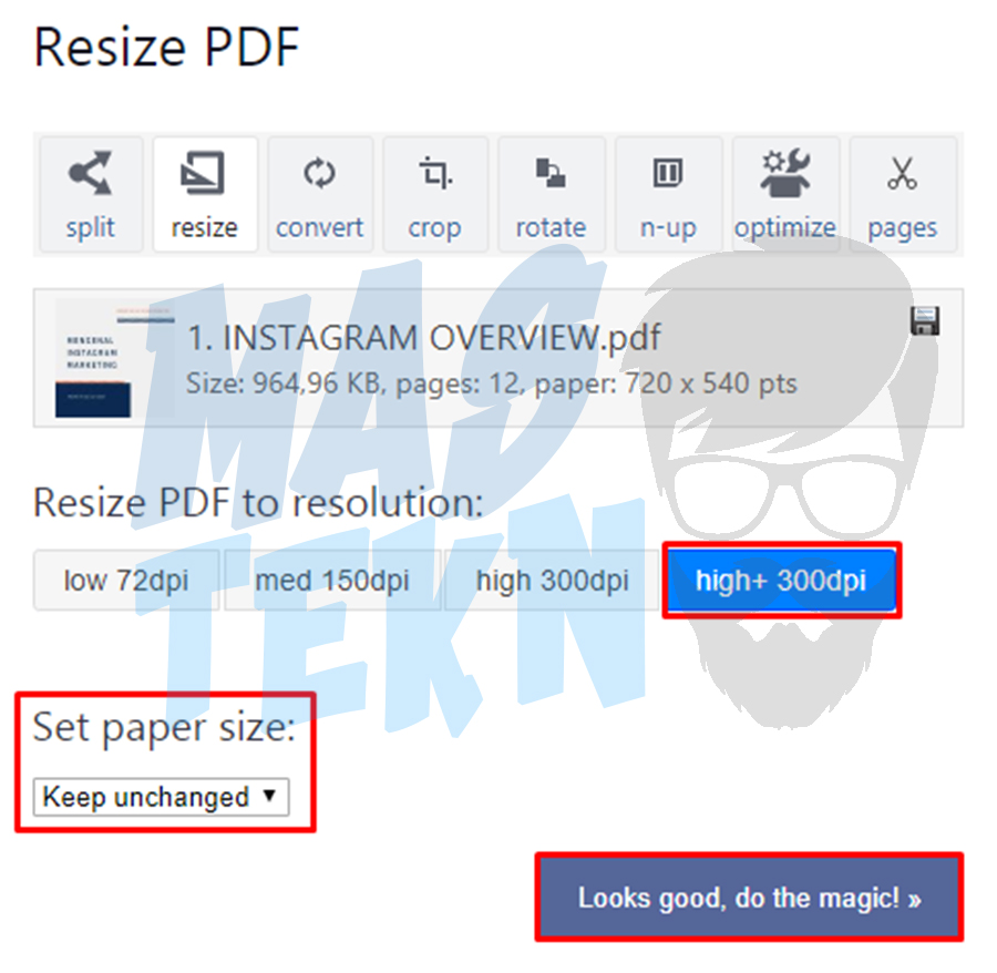 perbesar resolusi pdf menggunakan pdfresizer 3