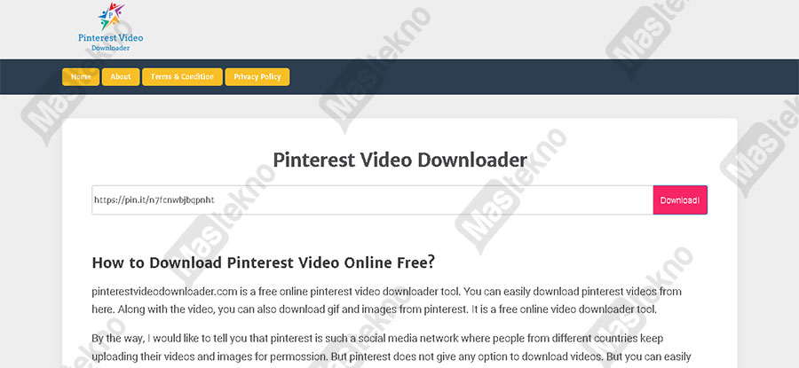 Menggunakan Situs Pinterest Video Downloader