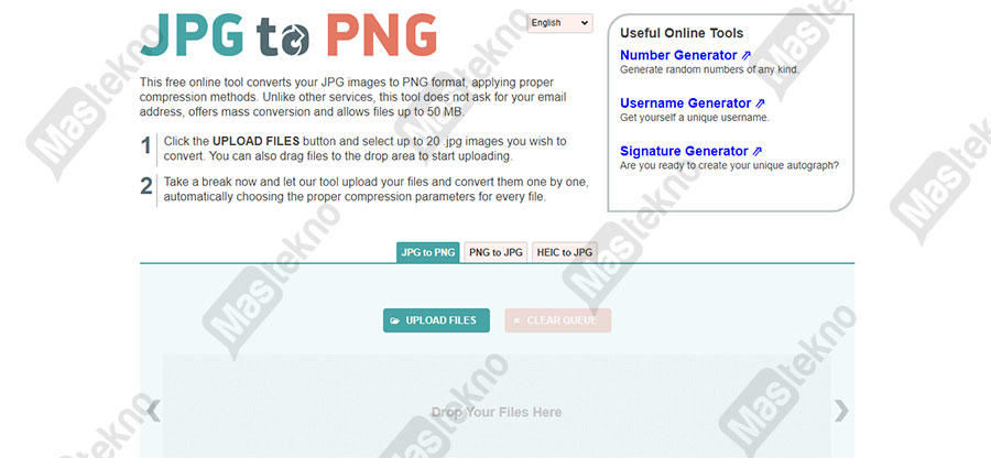 Menggunakan Situs JPG to PNG